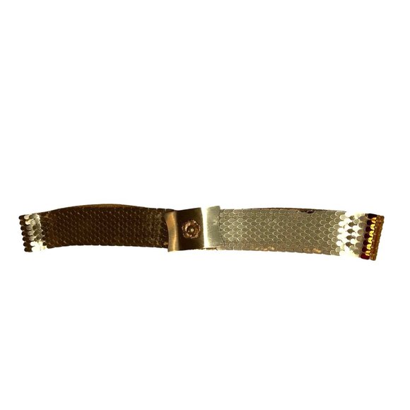 Vintage Gold-Tone Metal Mesh Belt With Floral Clasp Adjustable Size Retro 3n - Picture 2 of 8